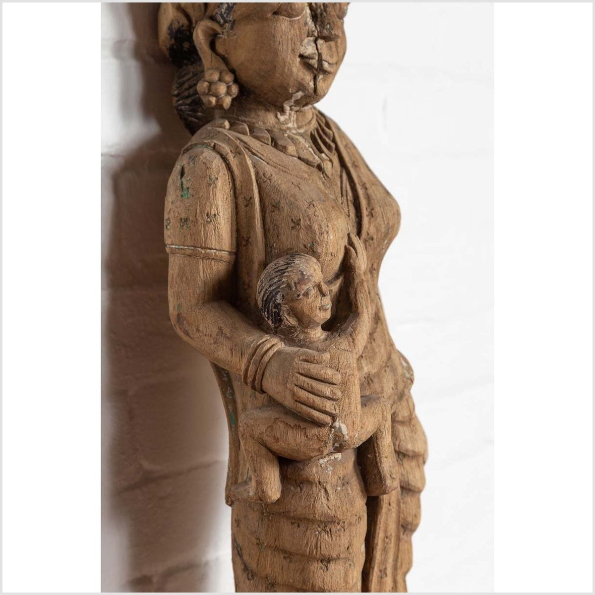 Hand Carved Indian Temple Carving Statue from Gujarat Depicting Mother and Child-10. Asian & Chinese Furniture, Art, Antiques, Vintage Home Décor for sale at FEA Home