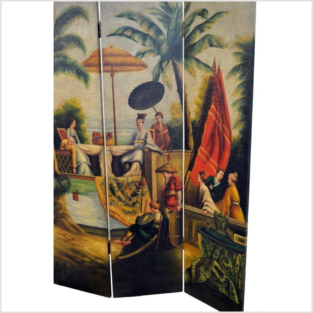 Hand Painted 4 Panel Screen-5. Asian & Chinese Furniture, Art, Antiques, Vintage Home Décor for sale at FEA Home