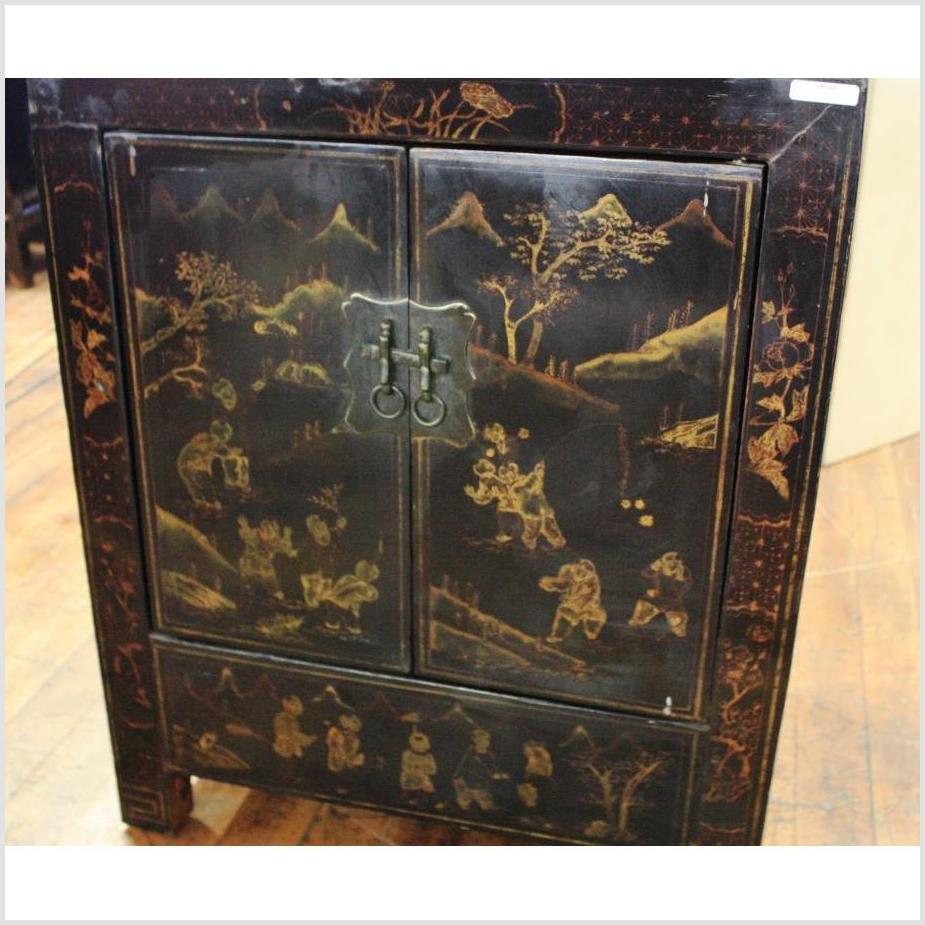 Hand-Painted Black Cabinet-3. Asian & Chinese Furniture, Art, Antiques, Vintage Home Décor for sale at FEA Home