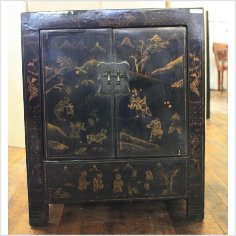 Hand-Painted Black Cabinet-1. Asian & Chinese Furniture, Art, Antiques, Vintage Home Décor for sale at FEA Home