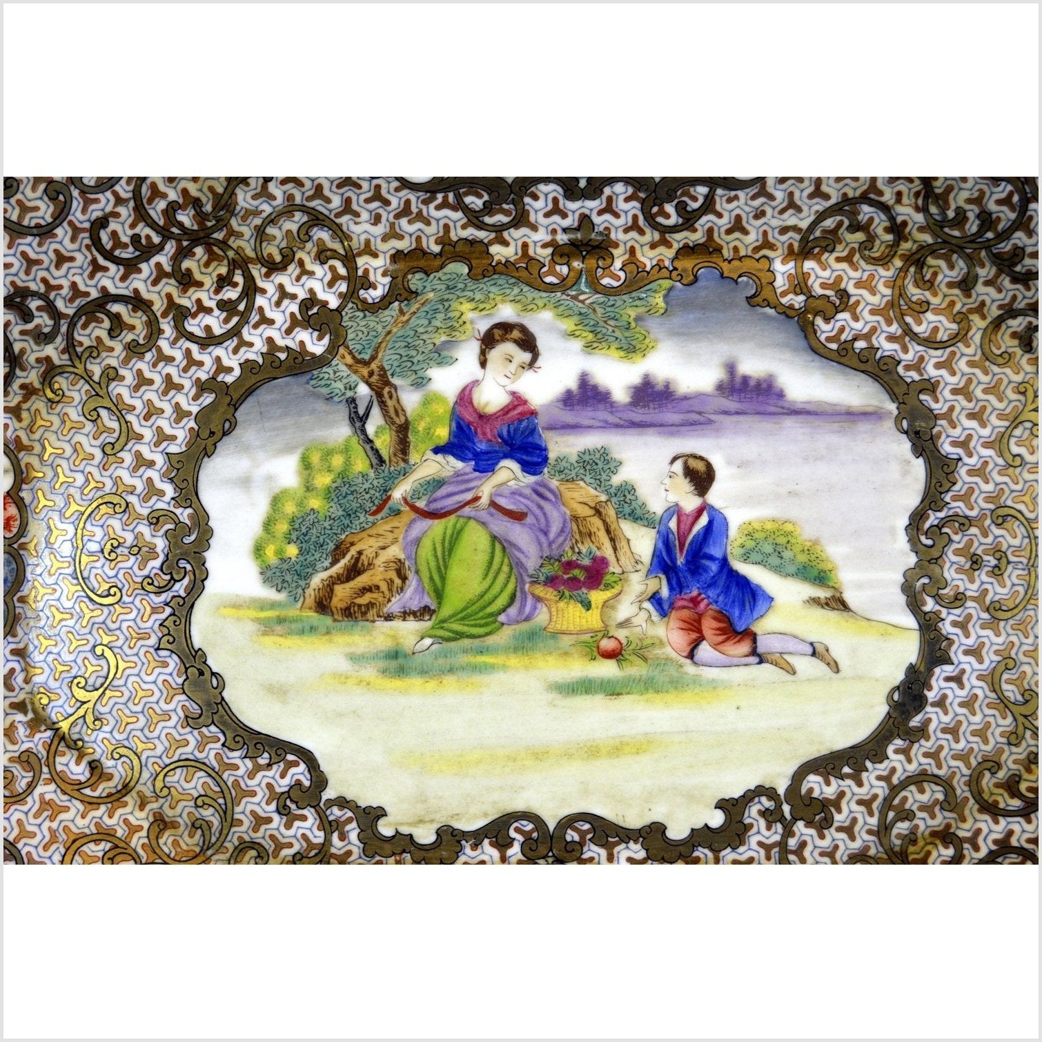 Hand Painted China Porcelain Tray-5. Asian & Chinese Furniture, Art, Antiques, Vintage Home Décor for sale at FEA Home