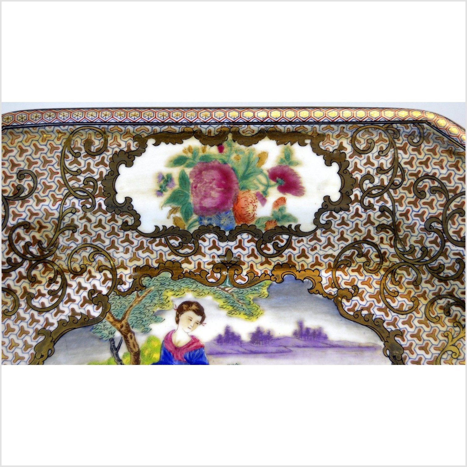 Hand Painted China Porcelain Tray-6. Asian & Chinese Furniture, Art, Antiques, Vintage Home Décor for sale at FEA Home