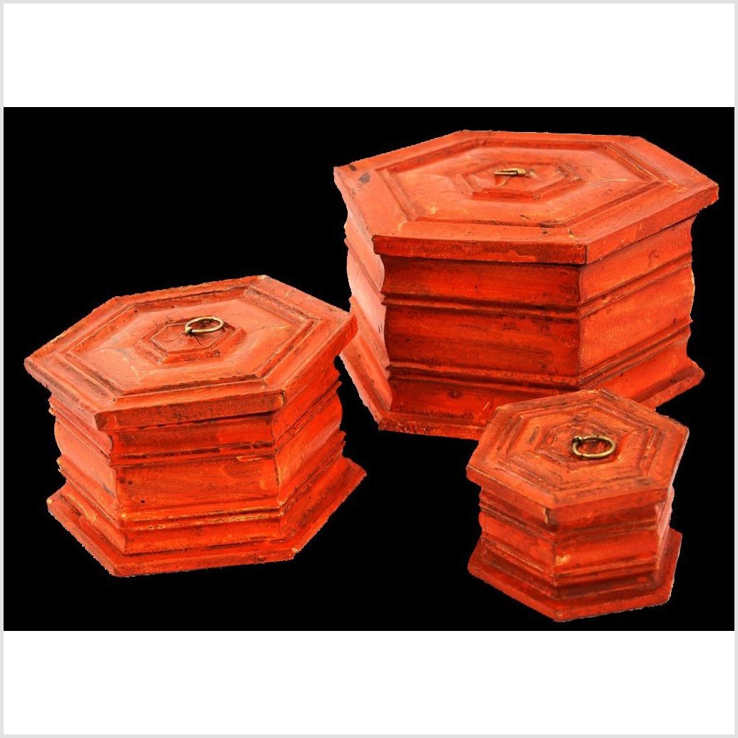 Hand painted Octagonal Box-4. Asian & Chinese Furniture, Art, Antiques, Vintage Home Décor for sale at FEA Home
