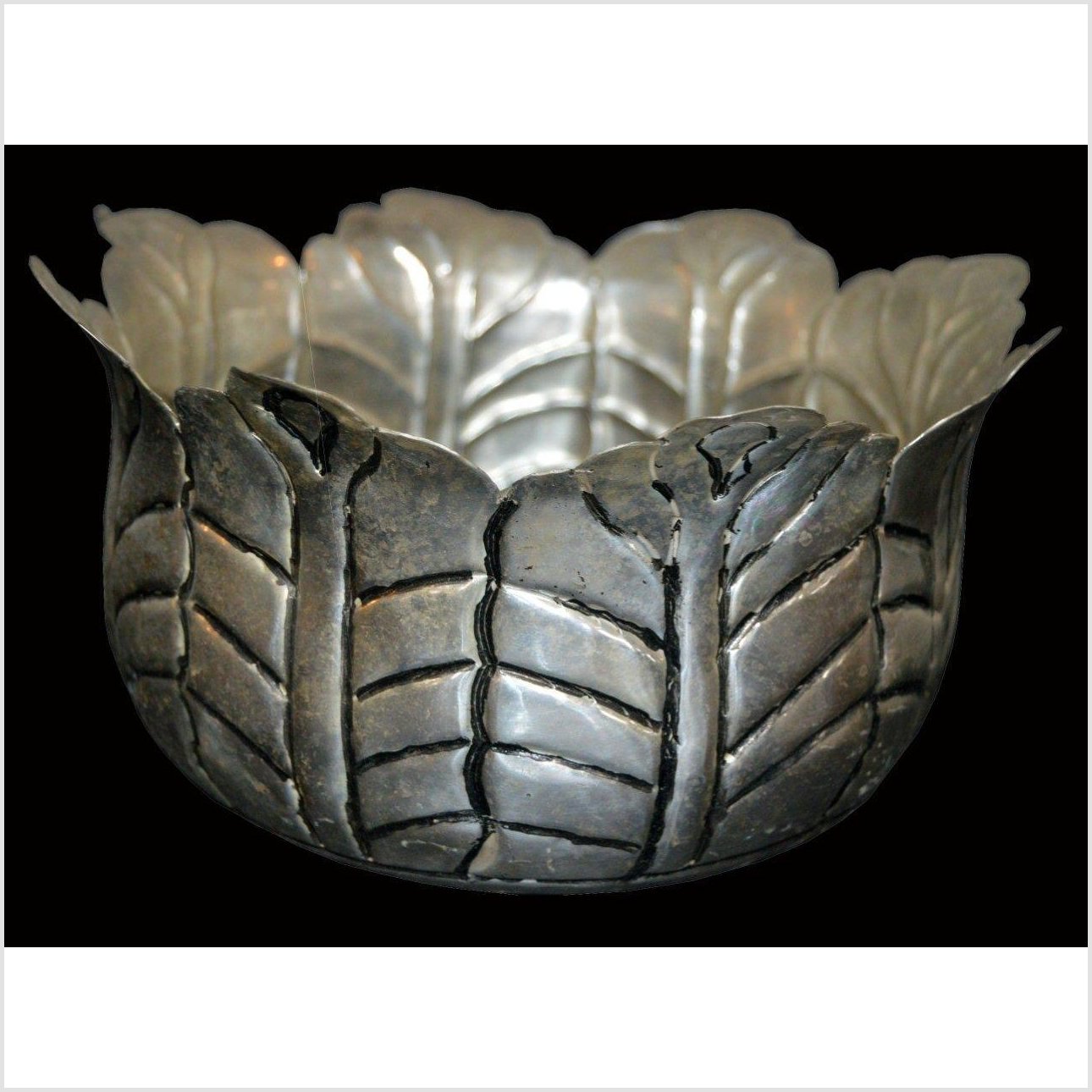 HAND TOOLED SILVER PLATED BOWL-3. Asian & Chinese Furniture, Art, Antiques, Vintage Home Décor for sale at FEA Home