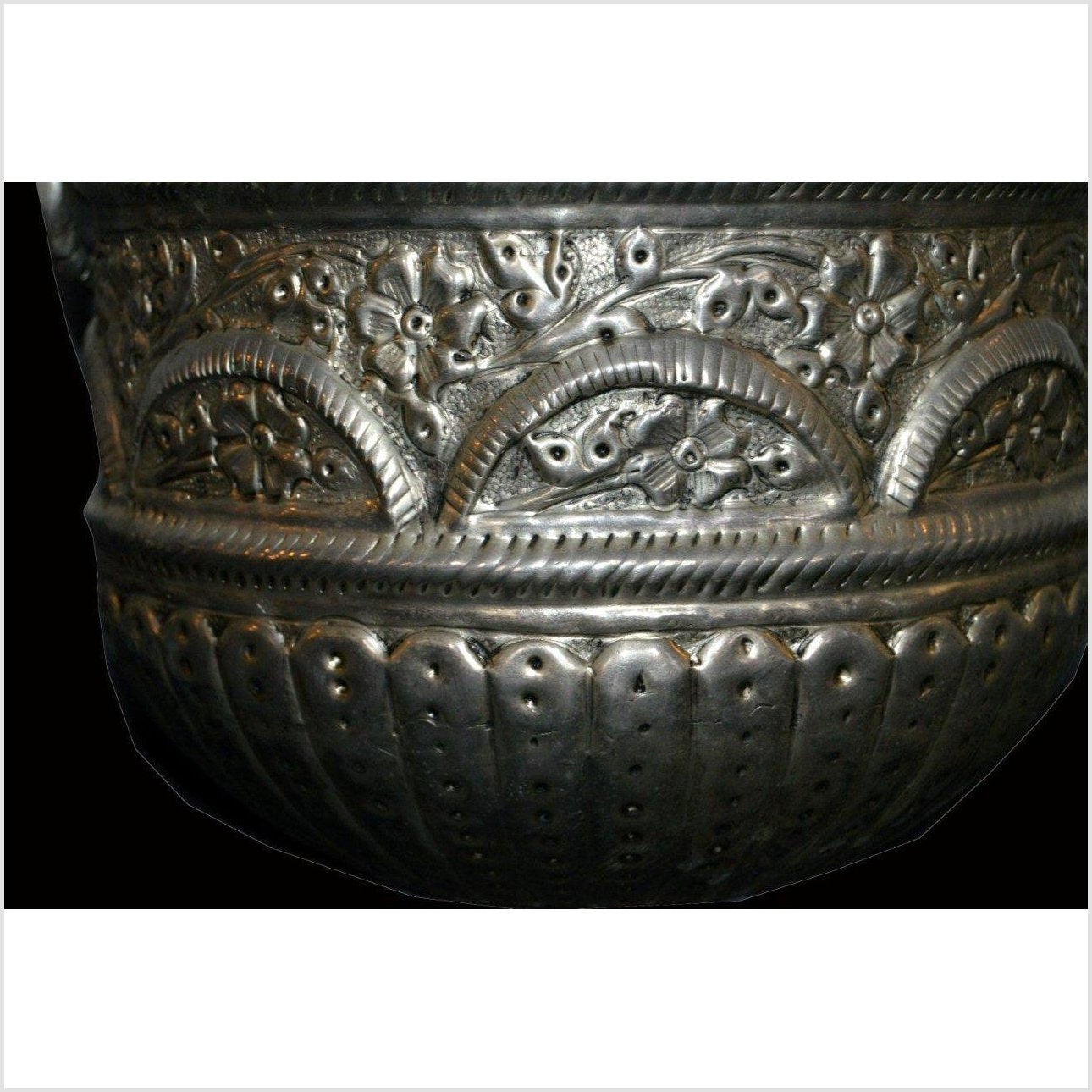 Hand Tooled Silver Plated Ice Bucket-3. Asian & Chinese Furniture, Art, Antiques, Vintage Home Décor for sale at FEA Home