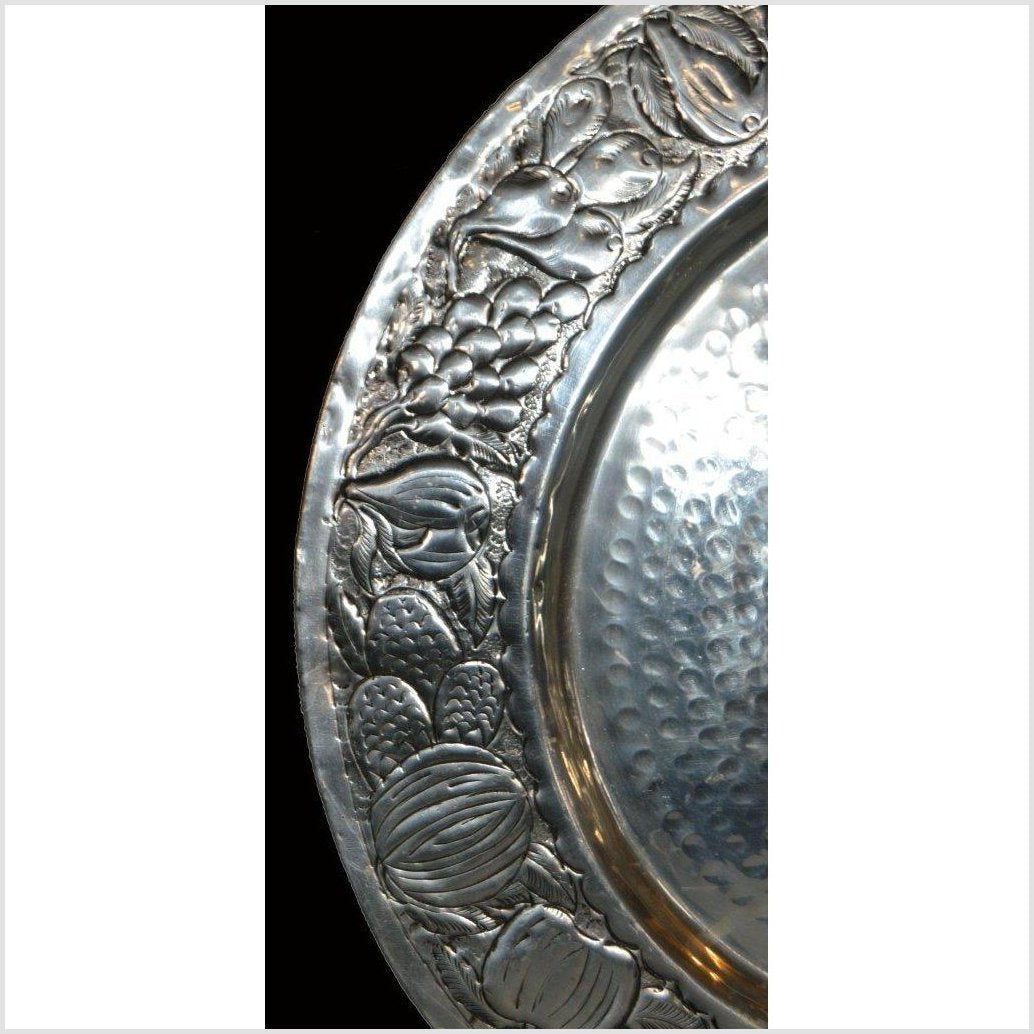 HAND TOOLED SILVER PLATED ORNATE CHARGER-3. Asian & Chinese Furniture, Art, Antiques, Vintage Home Décor for sale at FEA Home