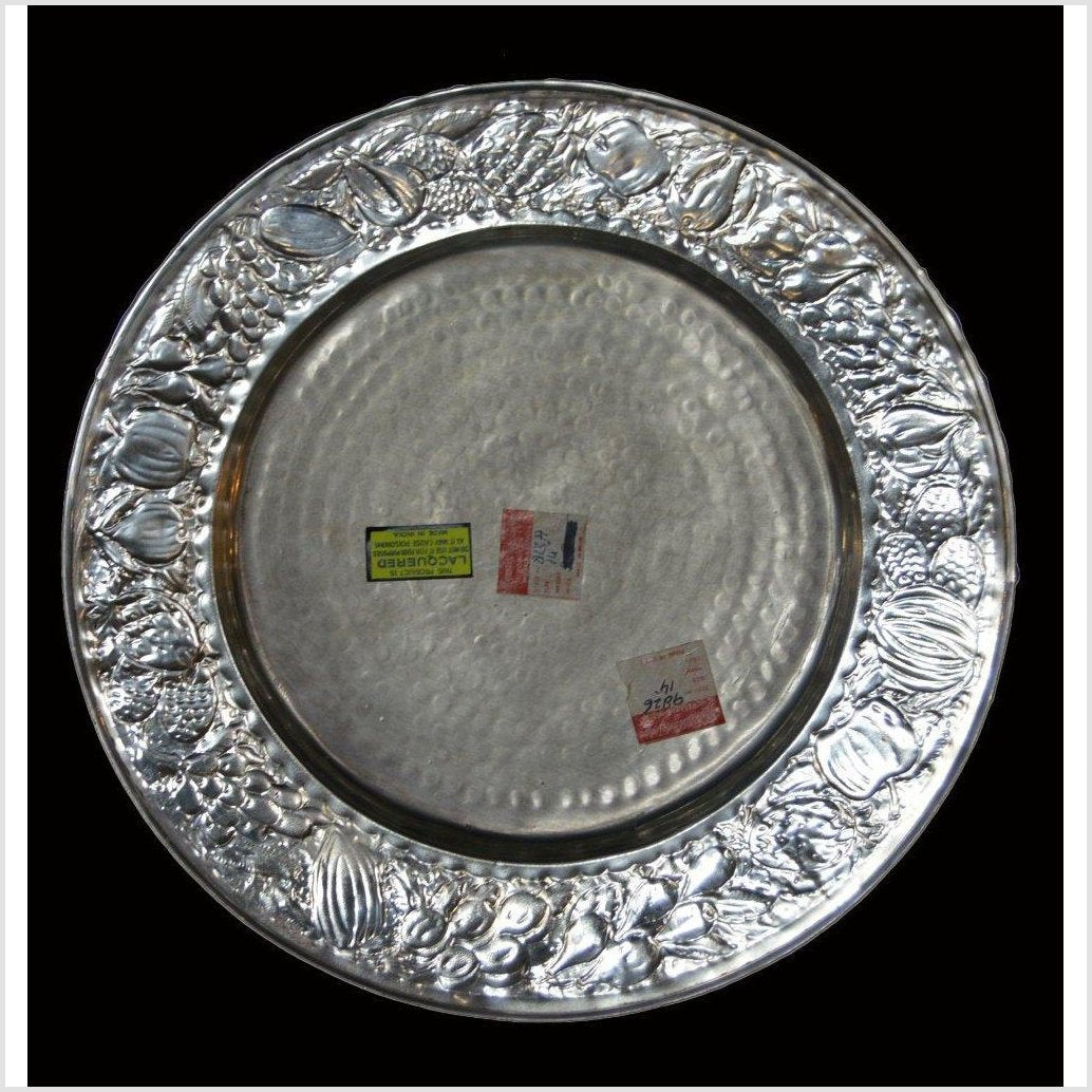 HAND TOOLED SILVER PLATED ORNATE CHARGER-5. Asian & Chinese Furniture, Art, Antiques, Vintage Home Décor for sale at FEA Home