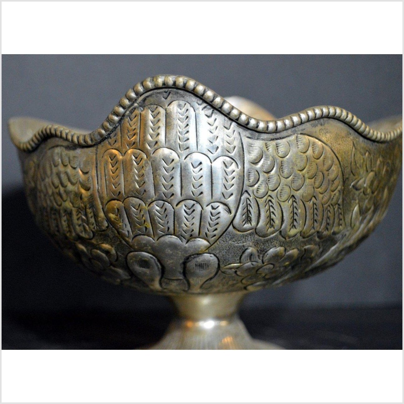 HAND TOOLED SILVER PLATED PLANTER-4. Asian & Chinese Furniture, Art, Antiques, Vintage Home Décor for sale at FEA Home