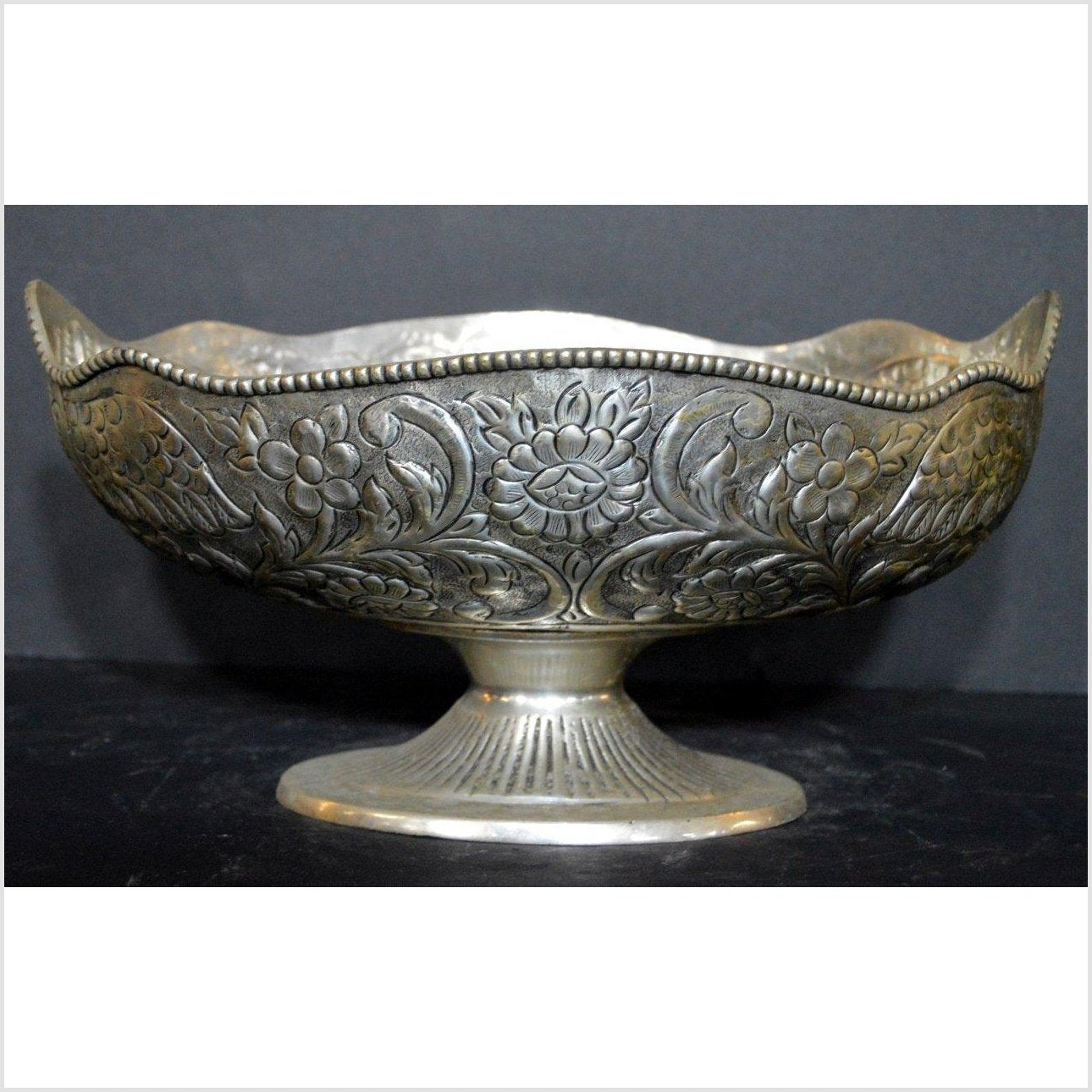 HAND TOOLED SILVER PLATED PLANTER-5. Asian & Chinese Furniture, Art, Antiques, Vintage Home Décor for sale at FEA Home