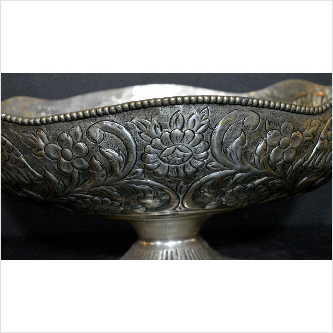 HAND TOOLED SILVER PLATED PLANTER-6. Asian & Chinese Furniture, Art, Antiques, Vintage Home Décor for sale at FEA Home