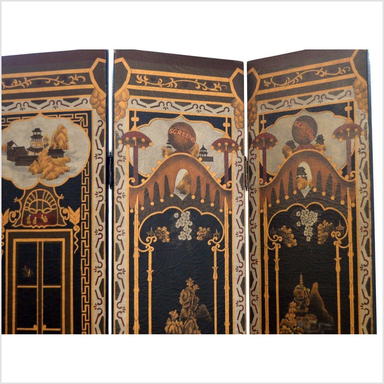 Handpainted Chinese Screen-3. Asian & Chinese Furniture, Art, Antiques, Vintage Home Décor for sale at FEA Home