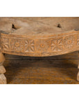 Indian 1920s Teak Chakki Grinding Table with Hand-Carved Geometric Décor-10. Asian & Chinese Furniture, Art, Antiques, Vintage Home Décor for sale at FEA Home