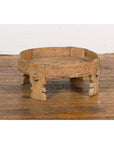 Indian 1920s Teak Chakki Grinding Table with Hand-Carved Geometric Décor-2. Asian & Chinese Furniture, Art, Antiques, Vintage Home Décor for sale at FEA Home