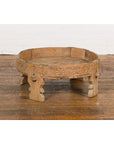 Indian 1920s Teak Chakki Grinding Table with Hand-Carved Geometric Décor-5. Asian & Chinese Furniture, Art, Antiques, Vintage Home Décor for sale at FEA Home