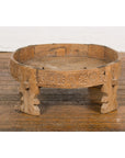 Indian 1920s Teak Chakki Grinding Table with Hand-Carved Geometric Décor-8. Asian & Chinese Furniture, Art, Antiques, Vintage Home Décor for sale at FEA Home