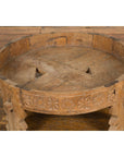Indian 1920s Teak Chakki Grinding Table with Hand-Carved Geometric Décor-9. Asian & Chinese Furniture, Art, Antiques, Vintage Home Décor for sale at FEA Home