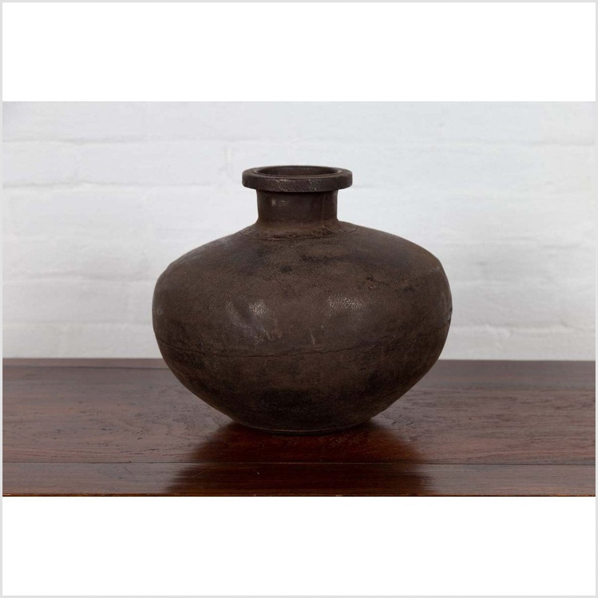 Indian 19th Century Metal Water Jar with Generous Belly and Protruding Lip-11. Asian & Chinese Furniture, Art, Antiques, Vintage Home Décor for sale at FEA Home