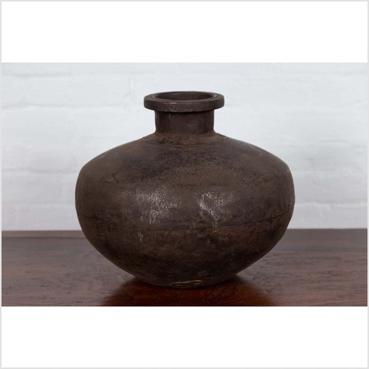 Indian 19th Century Metal Water Jar with Generous Belly and Protruding Lip-10. Asian & Chinese Furniture, Art, Antiques, Vintage Home Décor for sale at FEA Home