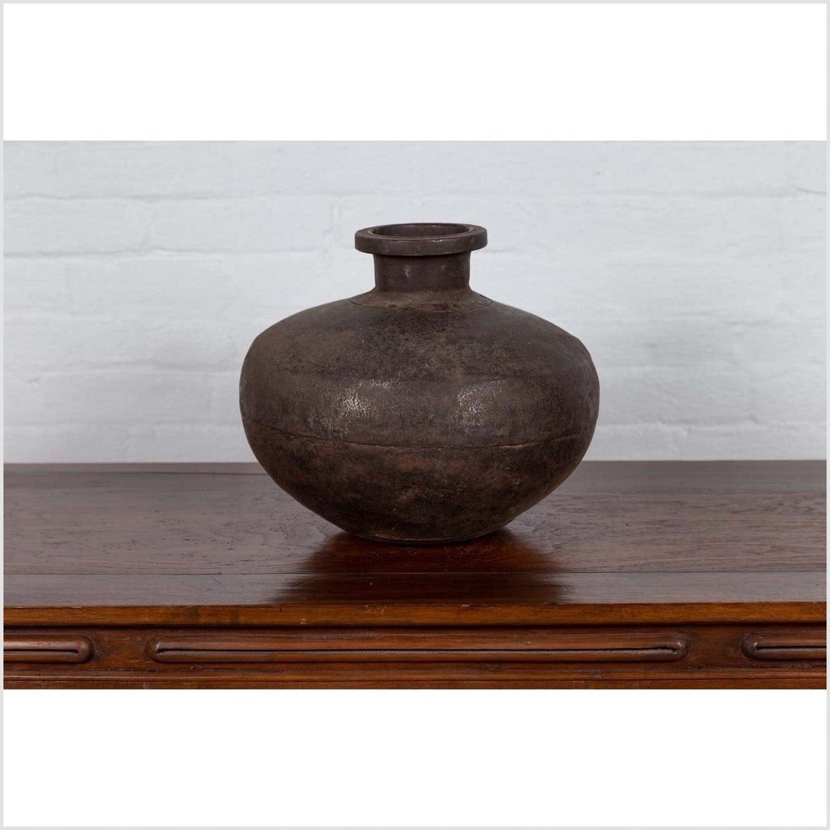 Indian 19th Century Metal Water Jar with Generous Belly and Protruding Lip-2. Asian & Chinese Furniture, Art, Antiques, Vintage Home Décor for sale at FEA Home