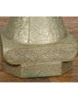 Indian Antique Brass over Wood Capital Stand with Repoussé Floral Scrollwork-11. Asian & Chinese Furniture, Art, Antiques, Vintage Home Décor for sale at FEA Home