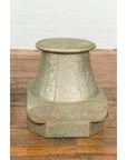 Indian Antique Brass over Wood Capital Stand with Repoussé Floral Scrollwork-15. Asian & Chinese Furniture, Art, Antiques, Vintage Home Décor for sale at FEA Home