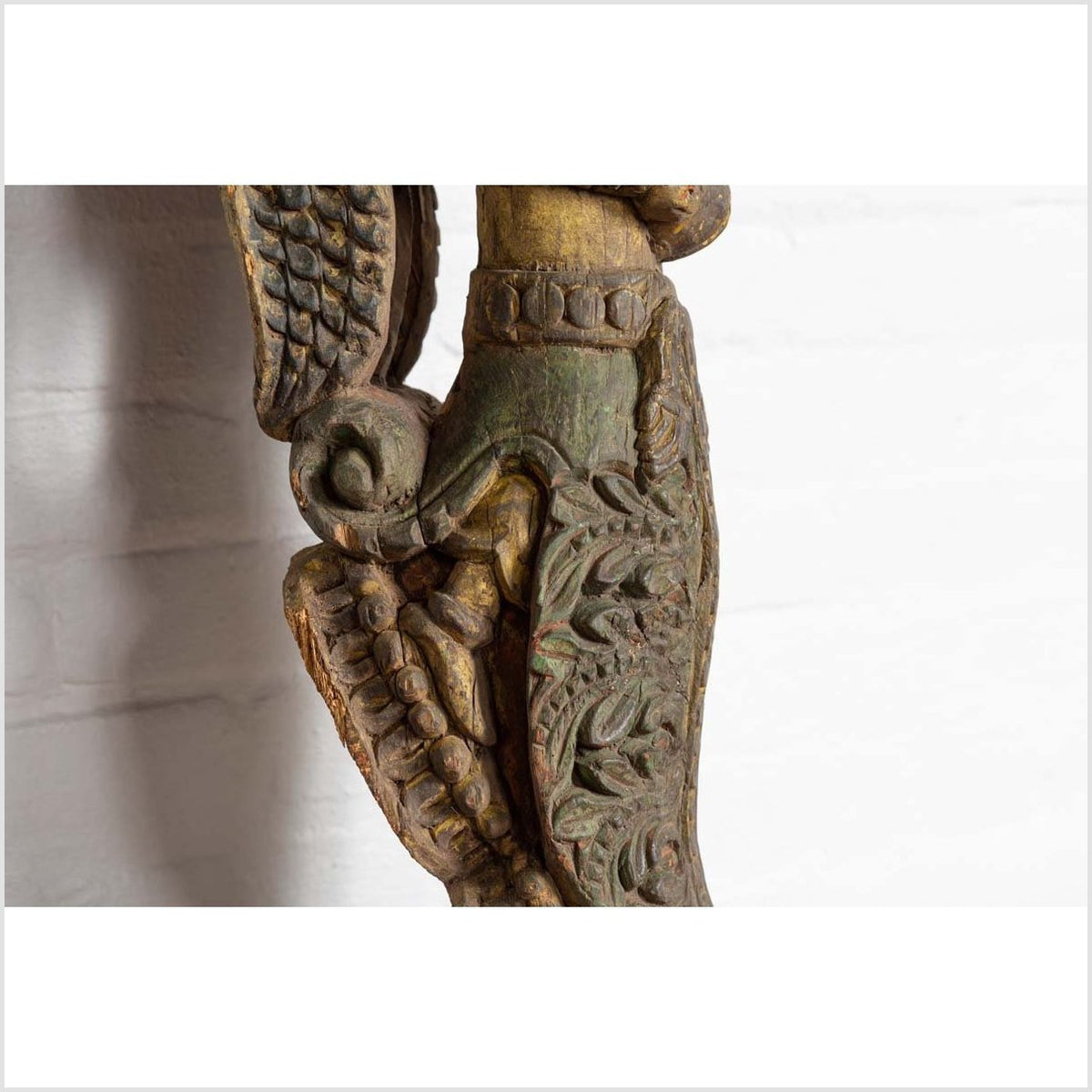 Indian Antique Polychrome Hand Carved Statue Depicting a Celestial Musician-12. Asian & Chinese Furniture, Art, Antiques, Vintage Home Décor for sale at FEA Home