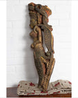 Indian Antique Polychrome Hand Carved Statue Depicting a Celestial Musician-15. Asian & Chinese Furniture, Art, Antiques, Vintage Home Décor for sale at FEA Home