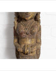 Indian Antique Polychrome Hand Carved Statue Depicting a Celestial Musician-5. Asian & Chinese Furniture, Art, Antiques, Vintage Home Décor for sale at FEA Home