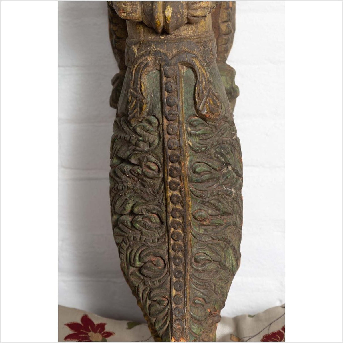Indian Antique Polychrome Hand Carved Statue Depicting a Celestial Musician-6. Asian & Chinese Furniture, Art, Antiques, Vintage Home Décor for sale at FEA Home