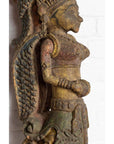 Indian Antique Polychrome Hand Carved Statue Depicting a Celestial Musician-9. Asian & Chinese Furniture, Art, Antiques, Vintage Home Décor for sale at FEA Home