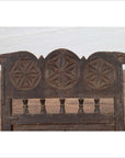 Indian Antique Rustic Low Seat Wooden Chair with Carved Rosettes and Rope Seat-9. Asian & Chinese Furniture, Art, Antiques, Vintage Home Décor for sale at FEA Home