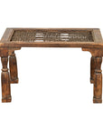 Indian Antique Window Grate Made into a Coffee Table with Turned Baluster Legs-1. Asian & Chinese Furniture, Art, Antiques, Vintage Home Décor for sale at FEA Home