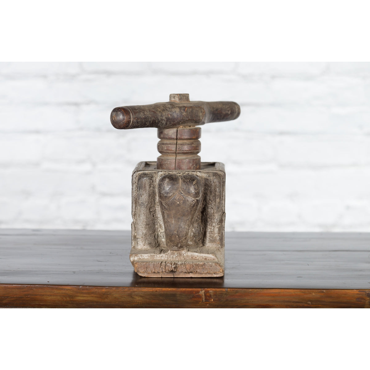 Indian Antique Wooden Hand Noodle Maker with Carved Elephant and Vice Press-11. Asian & Chinese Furniture, Art, Antiques, Vintage Home Décor for sale at FEA Home