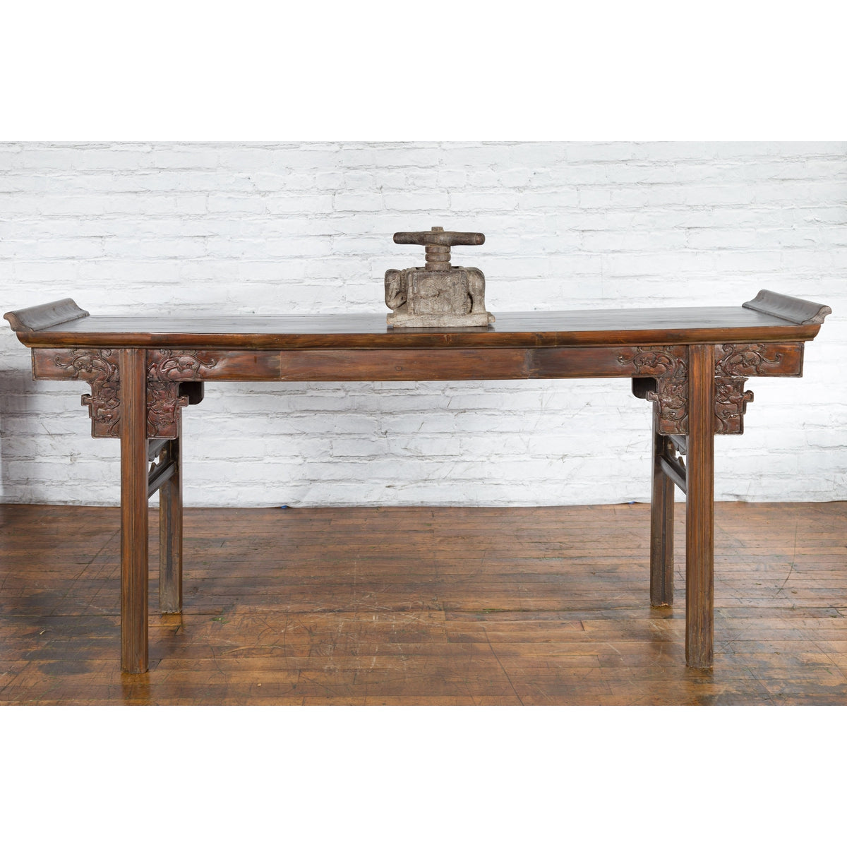 Indian Antique Wooden Hand Noodle Maker with Carved Elephant and Vice Press-6. Asian & Chinese Furniture, Art, Antiques, Vintage Home Décor for sale at FEA Home