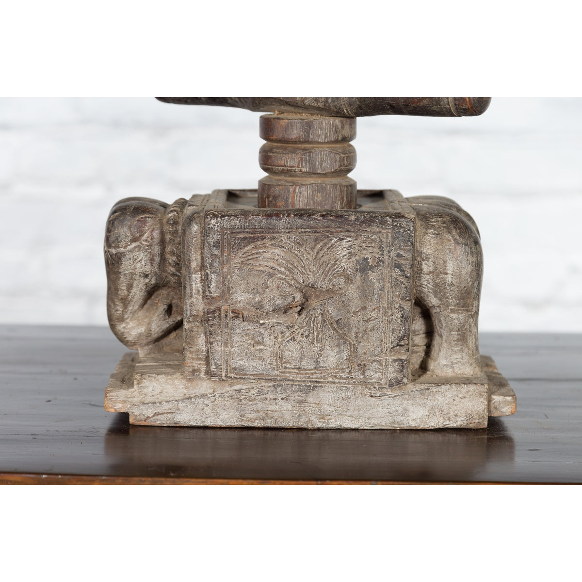 Indian Antique Wooden Hand Noodle Maker with Carved Elephant and Vice Press-8. Asian & Chinese Furniture, Art, Antiques, Vintage Home Décor for sale at FEA Home