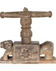 Indian Antique Wooden Hand Noodle Maker with Carved Ram and Vice Press-1. Asian & Chinese Furniture, Art, Antiques, Vintage Home Décor for sale at FEA Home