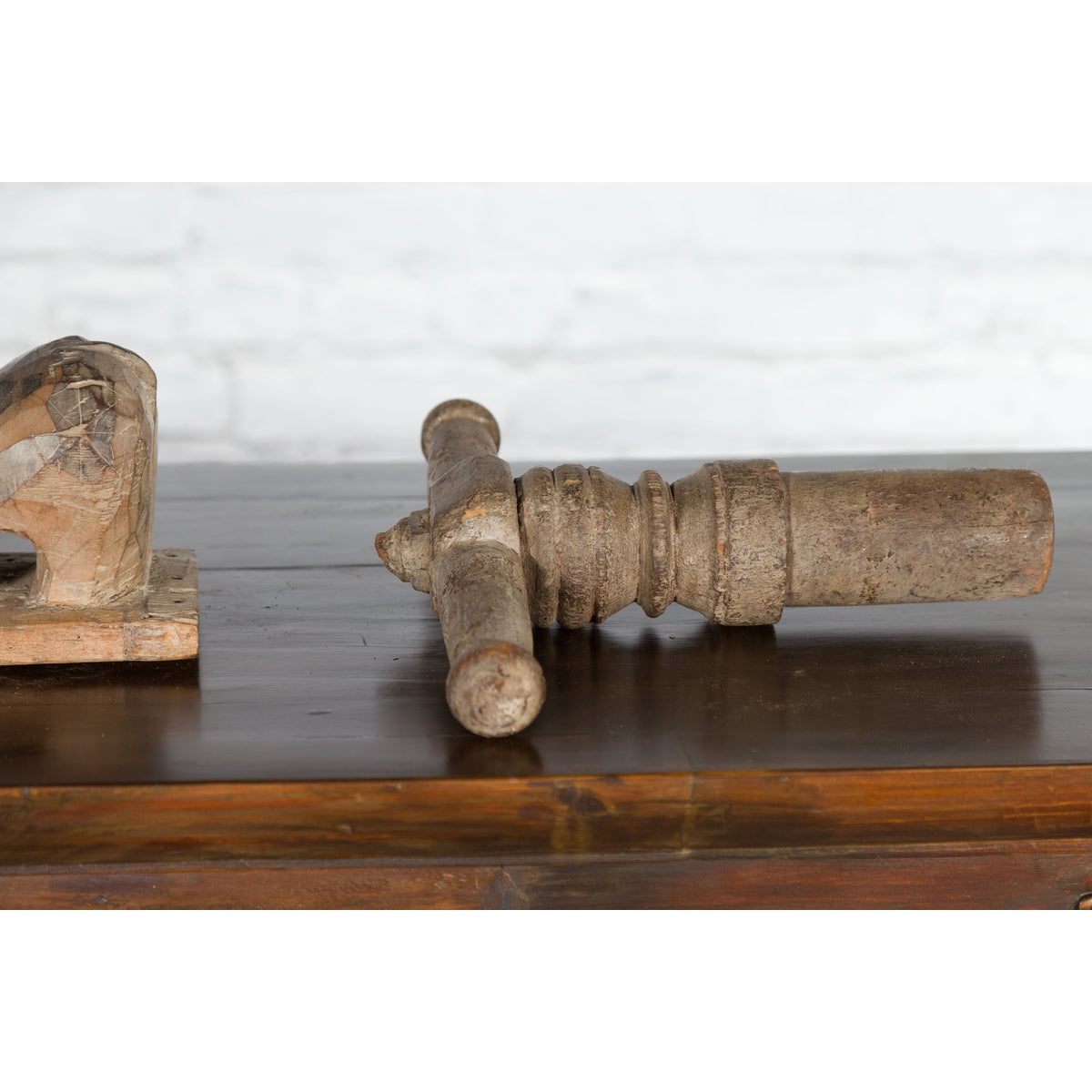 Indian Antique Wooden Hand Noodle Maker with Carved Ram and Vice Press-10. Asian & Chinese Furniture, Art, Antiques, Vintage Home Décor for sale at FEA Home