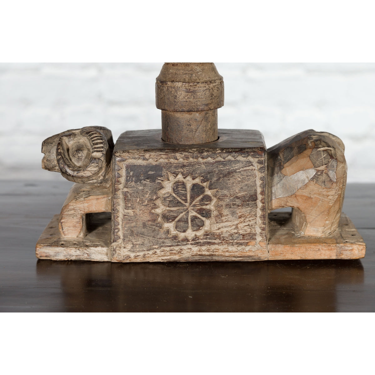 Indian Antique Wooden Hand Noodle Maker with Carved Ram and Vice Press-4. Asian & Chinese Furniture, Art, Antiques, Vintage Home Décor for sale at FEA Home