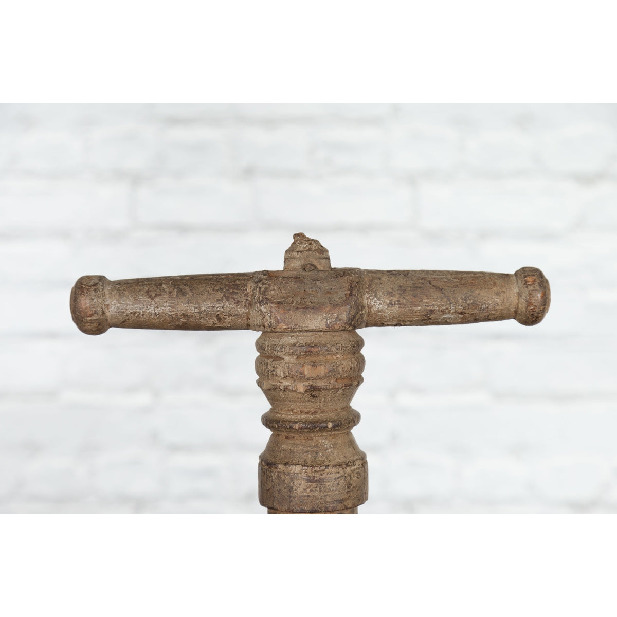 Indian Antique Wooden Hand Noodle Maker with Carved Ram and Vice Press-5. Asian & Chinese Furniture, Art, Antiques, Vintage Home Décor for sale at FEA Home