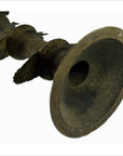 Close-up of brass Indian oil burner with flared 5 1/4 inch bell and decorative rings on the body.