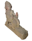 Indian Hand-Carved 19th Century Stone Sphinx Sculpture with Tiara and Earrings-11. Asian & Chinese Furniture, Art, Antiques, Vintage Home Décor for sale at FEA Home