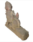 Indian Hand-Carved 19th Century Stone Sphinx Sculpture with Tiara and Earrings-11. Asian & Chinese Furniture, Art, Antiques, Vintage Home Décor for sale at FEA Home