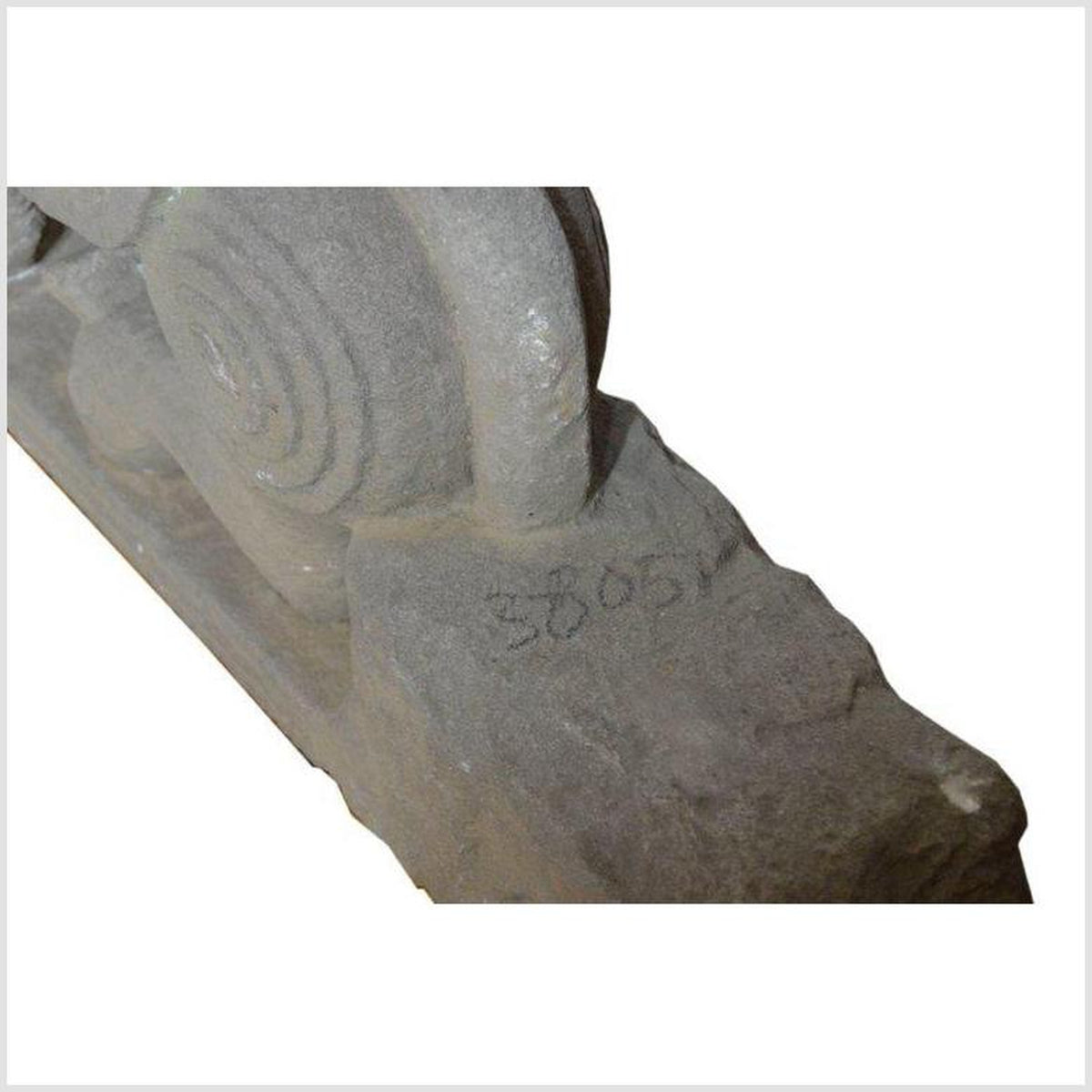 Indian Hand-Carved 19th Century Stone Sphinx Sculpture with Tiara and Earrings-12. Asian & Chinese Furniture, Art, Antiques, Vintage Home Décor for sale at FEA Home