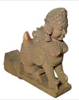 Indian Hand-Carved 19th Century Stone Sphinx Sculpture with Tiara and Earrings-2. Asian & Chinese Furniture, Art, Antiques, Vintage Home Décor for sale at FEA Home