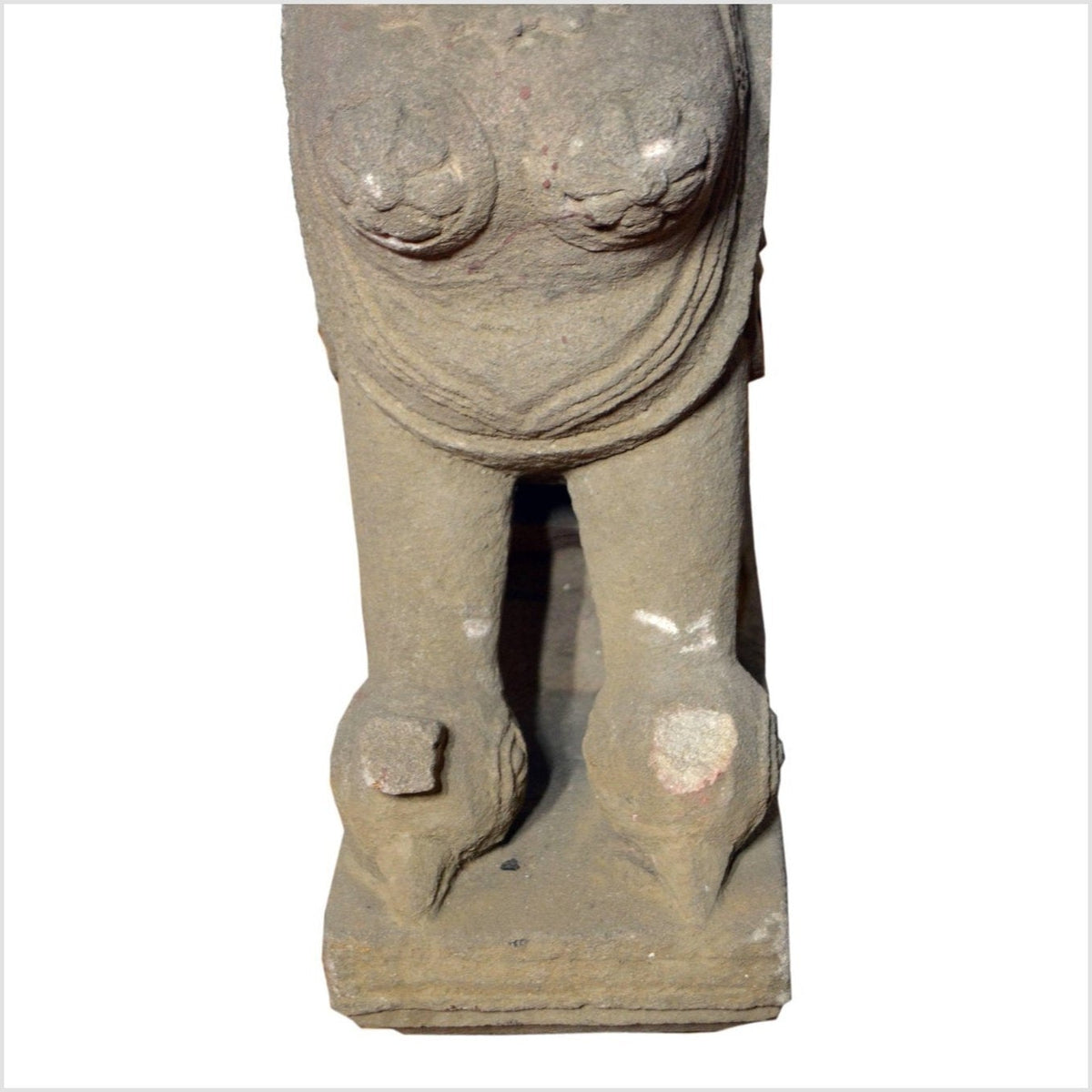 Indian Hand-Carved 19th Century Stone Sphinx Sculpture with Tiara and Earrings-6. Asian & Chinese Furniture, Art, Antiques, Vintage Home Décor for sale at FEA Home