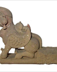Indian Hand-Carved 19th Century Stone Sphinx Sculpture with Tiara and Earrings-8. Asian & Chinese Furniture, Art, Antiques, Vintage Home Décor for sale at FEA Home