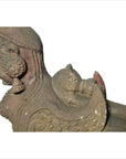 Indian Hand-Carved 19th Century Stone Sphinx Sculpture with Tiara and Earrings-9. Asian & Chinese Furniture, Art, Antiques, Vintage Home Décor for sale at FEA Home