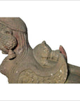 Indian Hand-Carved 19th Century Stone Sphinx Sculpture with Tiara and Earrings-9. Asian & Chinese Furniture, Art, Antiques, Vintage Home Décor for sale at FEA Home