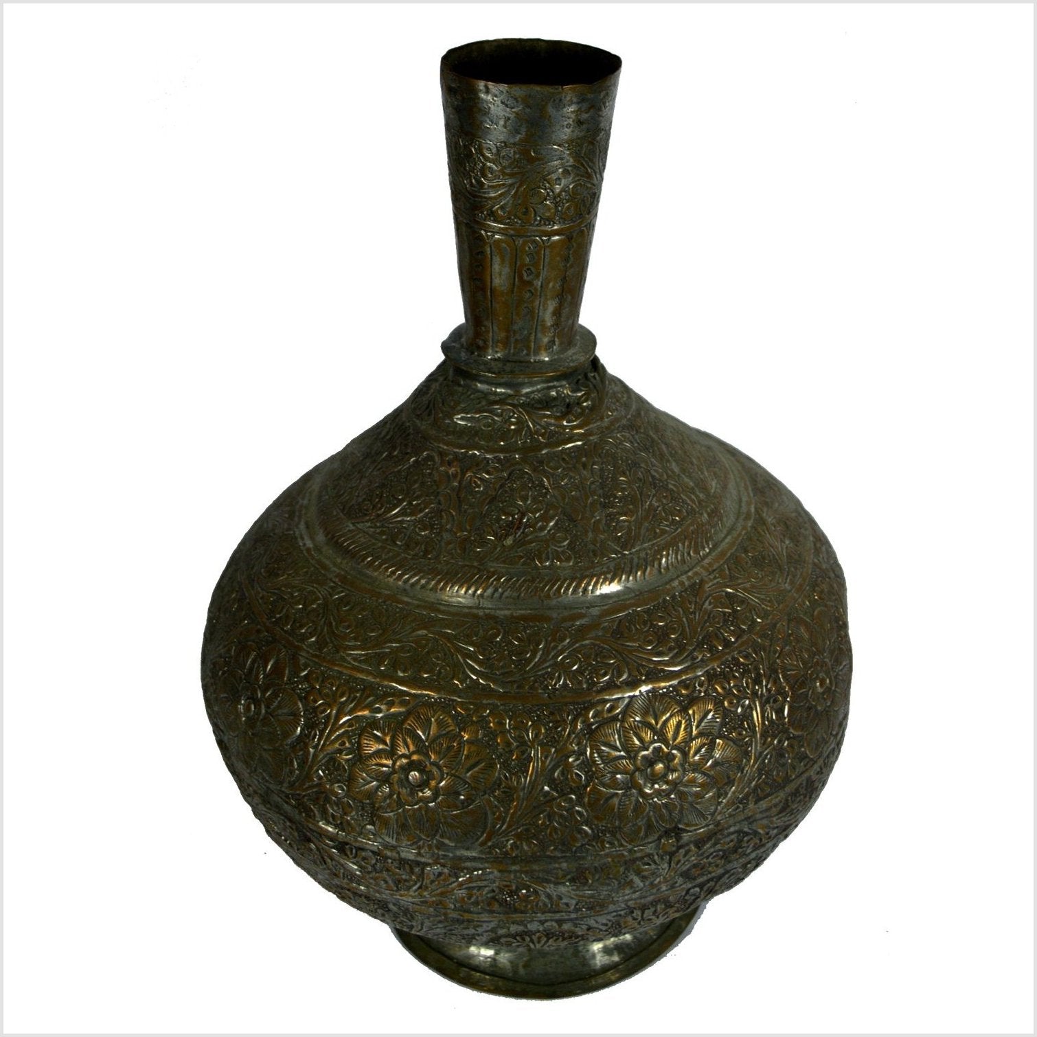 Indian Hand Tooled Brass Decanter-3. Asian & Chinese Furniture, Art, Antiques, Vintage Home Décor for sale at FEA Home