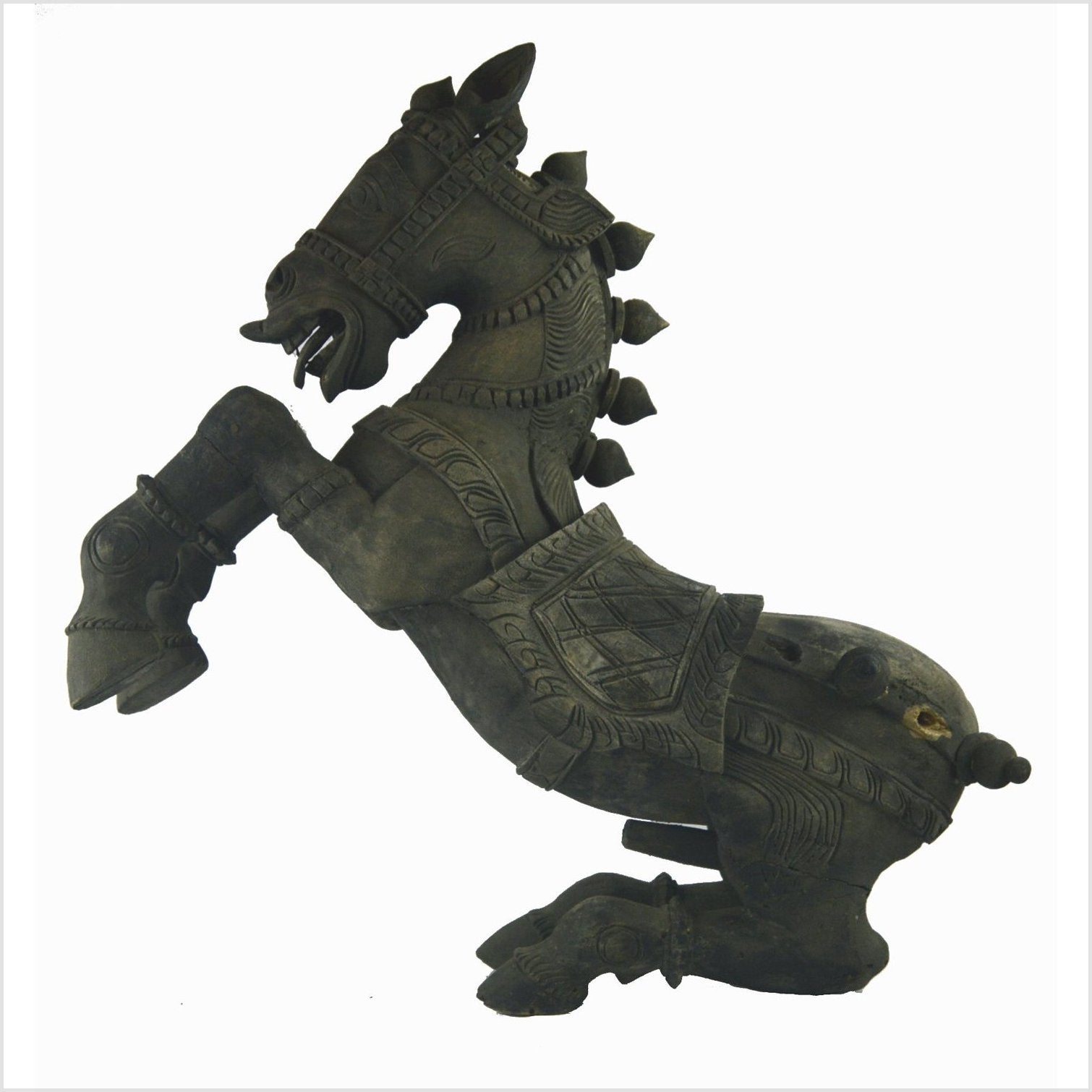 Indian Kerala Hand Carved Wooden Horse-5. Asian & Chinese Furniture, Art, Antiques, Vintage Home Décor for sale at FEA Home